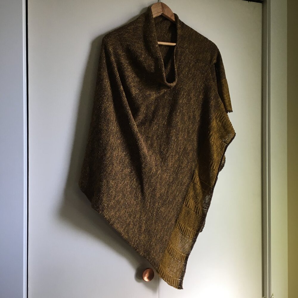 Bill Baber Scotland Linen Cotton Knit Cape Shawl Harvest Gold One Size - Picture 5 of 16